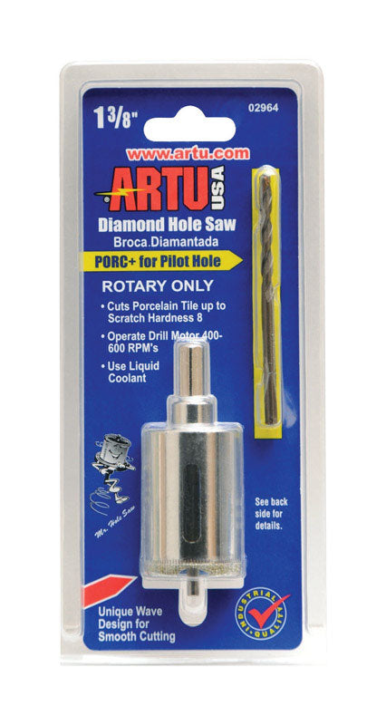 ARTU 1-3/8 in. Carbide Grit 3-1/4 in. L X 5/16 in. D Hole Saw Arbor Included