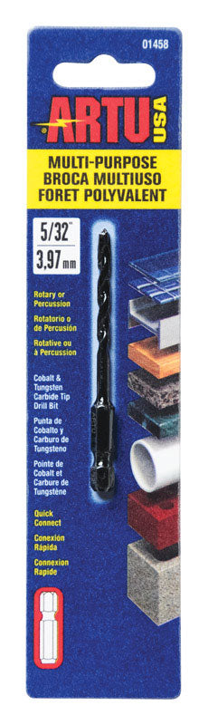 Broca de carburo de tungsteno ARTU de 5/32 pulg. x 3-1/8 pulg. de largo, con vástago hexagonal de cambio rápido, 1 pieza