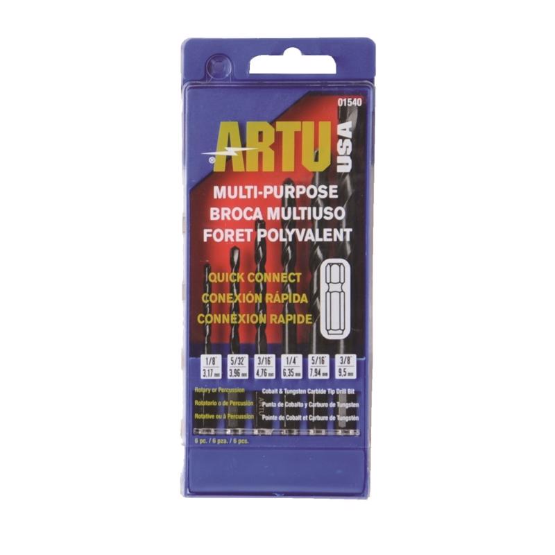 Juego de brocas de punta de carburo ARTU con vástago hexagonal de cambio rápido, 6 piezas