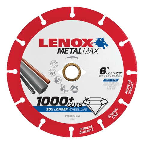 LENOX MetalMax 6 in. D X 7/8 in. X .050 in. thick Diamond/Metal Metal Cut-Off Blade 1 pc