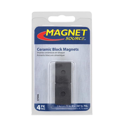 Magnet Source 1 in. L X .75 in. W Black Block Magnets 1 lb. pull 4 pc