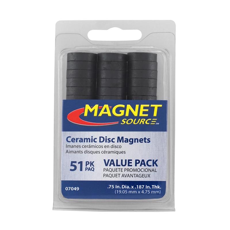 Magnet Source .197 in. L X .701 in. W Black Disc Disc Magnets 0.7 lb. pull 51 pc