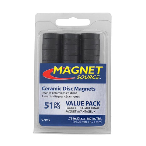 Magnet Source .197 in. L X .701 in. W Black Disc Disc Magnets 0.7 lb. pull 51 pc