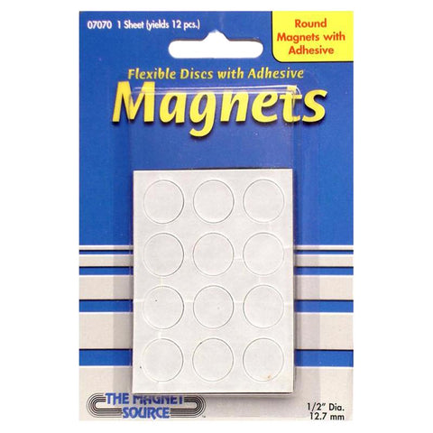 Magnet Source .06 in. L X .5 in. W White Disc Magnets with Adhesive 12 pc