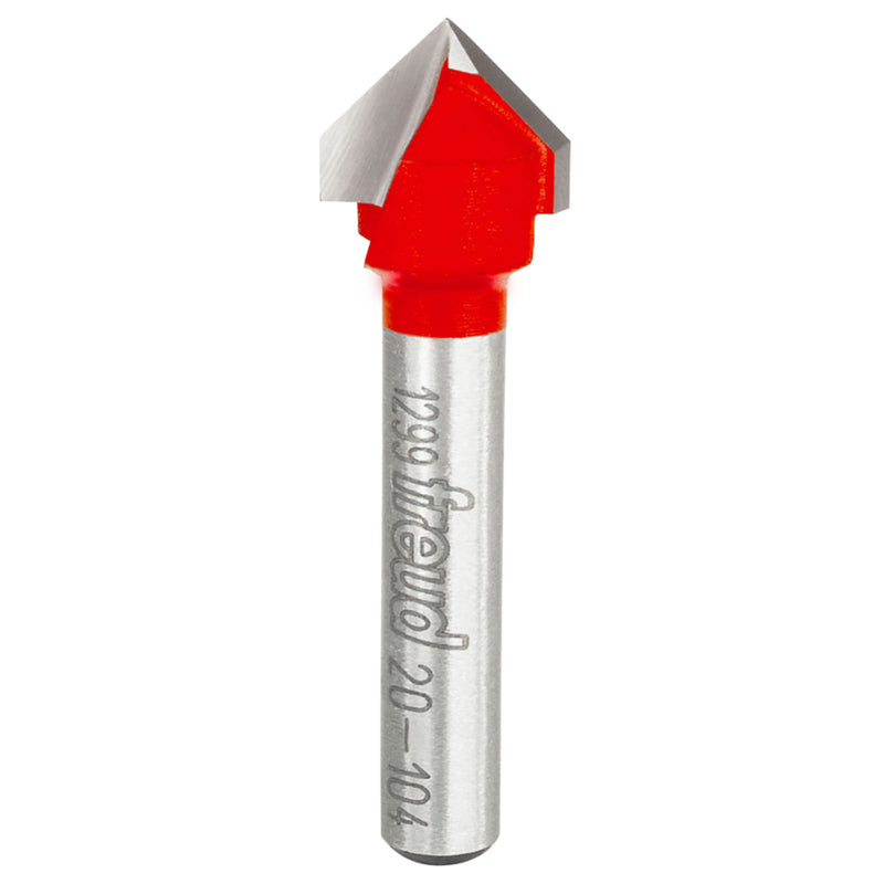 Fresa de carburo Freud para ranurado en V de 1/2 pulg. de diámetro x 1/2 pulg. x 1-3/4 pulg. de largo