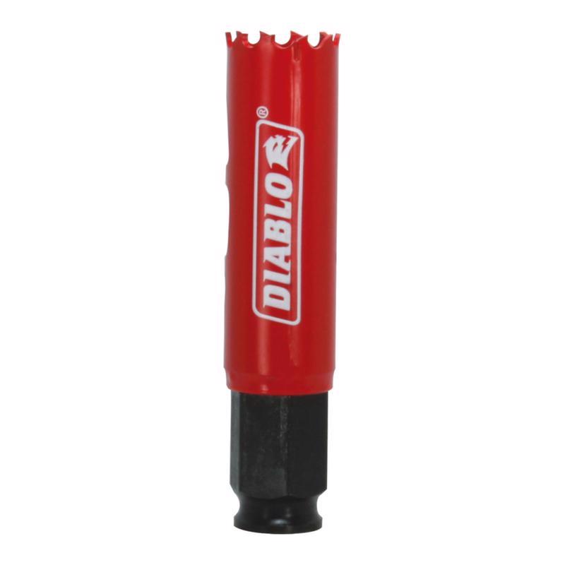 Sierra de corona para madera Diablo Snap-Lock Plus bimetálica de 7/8 pulg., con mandril para orificio de 2-3/8 pulg. incluido