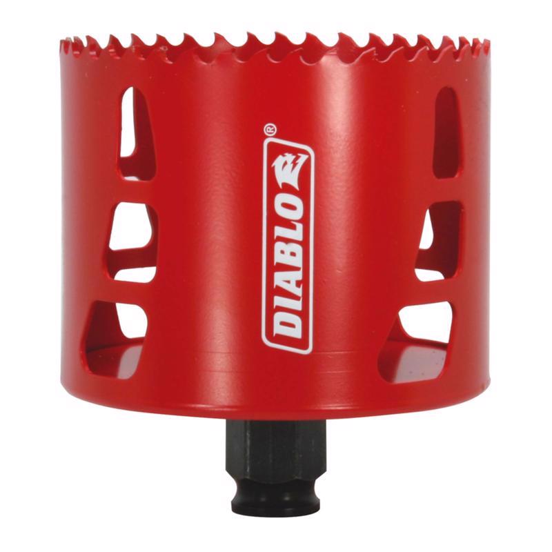 Sierra de corona para madera Diablo Snap-Lock Plus bimetálica de 3-1/4 pulg., para agujero de 2-3/8 pulg., con mandril incluido