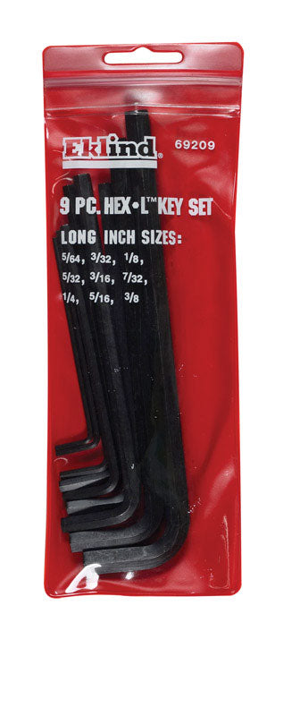 Eklind Hex-L 5/64 to 3/8 in. SAE Long Arm Hex L-Key Set 9 pc (Pack of 6)