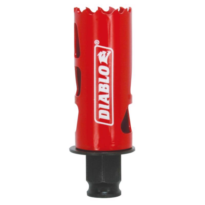 Sierra de corona bimetálica Diablo Snap-Lock Plus de 1-1/8 pulg., para agujeros de 2-3/8 pulg., con eje incluido
