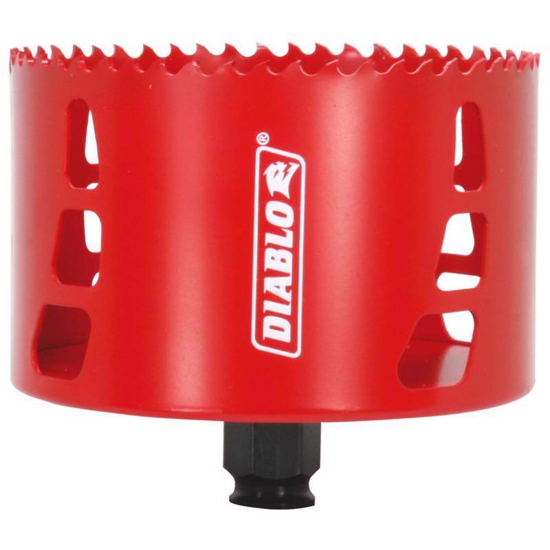 Sierra de corona bimetálica Diablo Snap-Lock Plus de 2-3/8 pulg. con orificio, para eje de 4-1/8 pulg., eje incluido