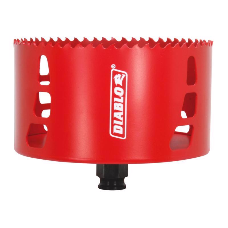 Sierra de corona para madera Diablo Snap-Lock Plus bimetal de 4-3/4 pulg., con mandril para sierra de 2-3/8 pulg. incluido