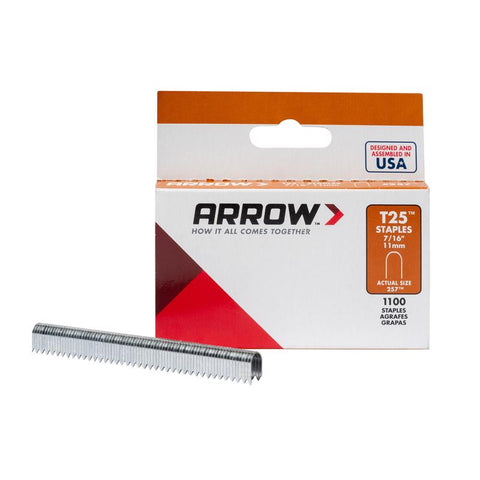 Arrow T25 1/4 in. W X 7/16 in. L 18 Ga. Round Crown Wire Staples 1100 pk (Pack of 5)