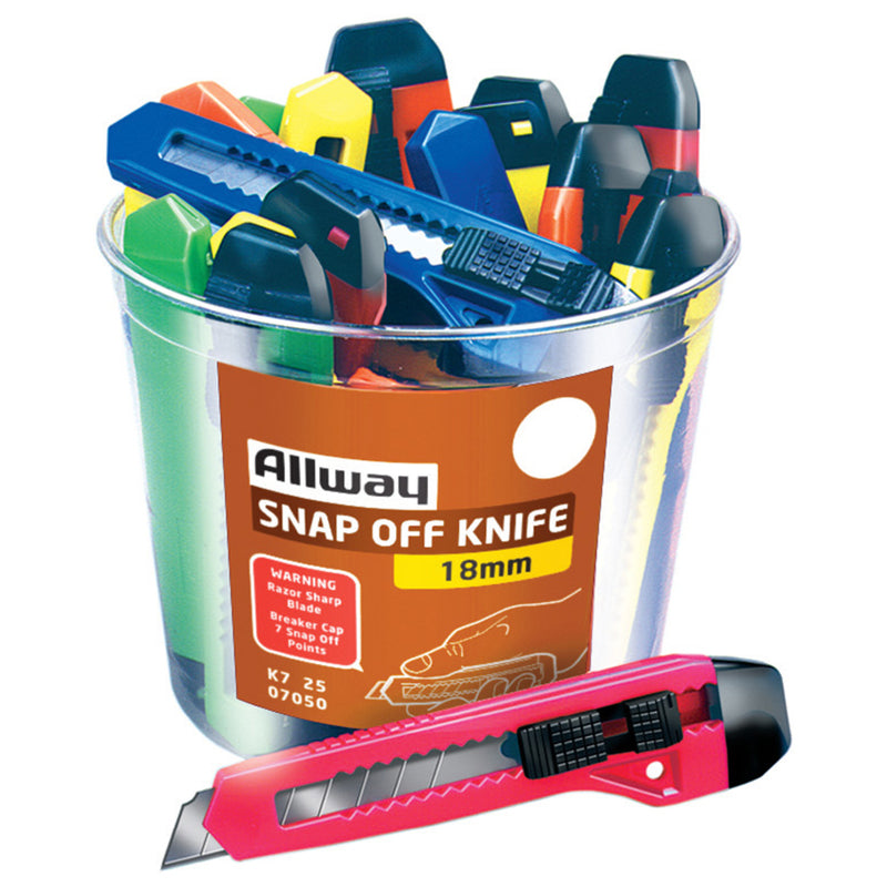 Allway 6-1/4 in. Snap-Off Utility Knife Assorted 25 pk (Pack of 25)