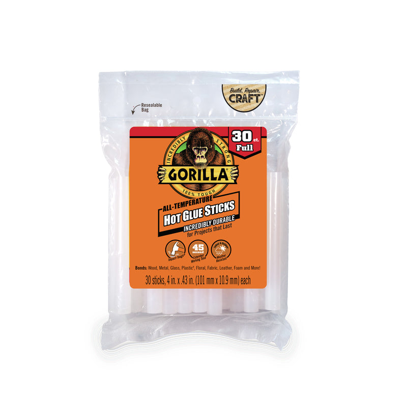 Gorilla High Strength Clear Hot Glue Sticks 30 pc (Pack of 6)