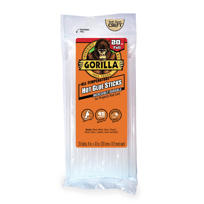 Gorilla High Strength Clear Hot Glue Sticks 20 pc (Pack of 4)