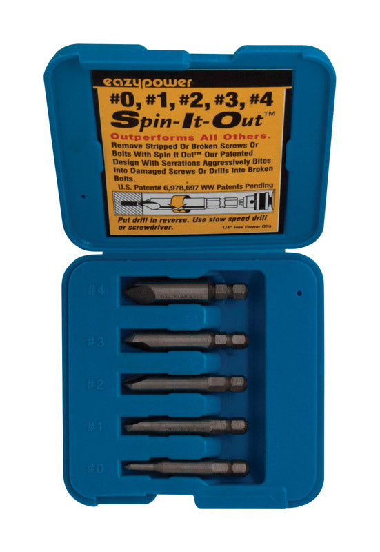 Eazypower Spin It Out Extractor de tornillos de acero 2 pulg. 5 pzas.