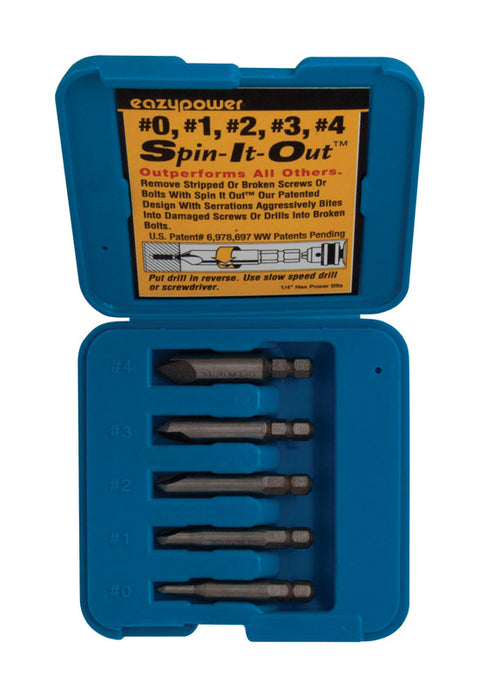 Eazypower Spin It Out Extractor de tornillos de acero 2 pulg. 5 pzas.
