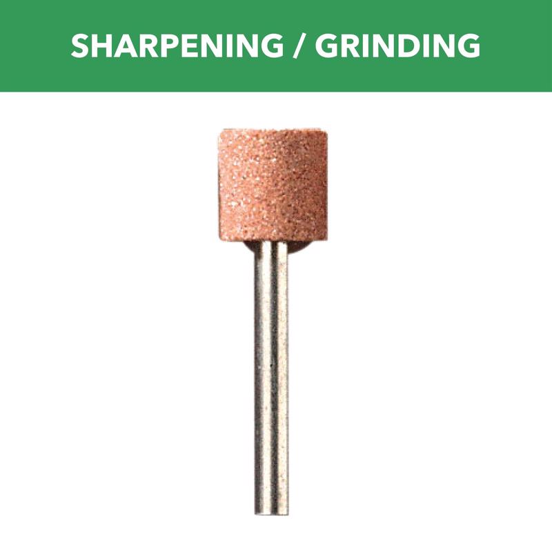 Dremel Cilindro de piedra de esmerilado de óxido de aluminio de 3/8 pulg. de diámetro x 3/8 pulg. de largo, 35000 rpm, 1 pza.