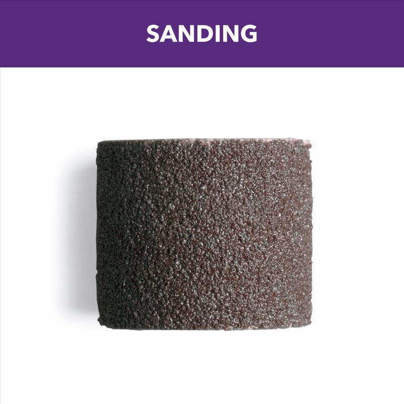 Bandas lijadoras de tambor Dremel de óxido de aluminio, 0,5 pulg. de diámetro x 1/2 pulg. de largo, grano fino 120, 6 piezas