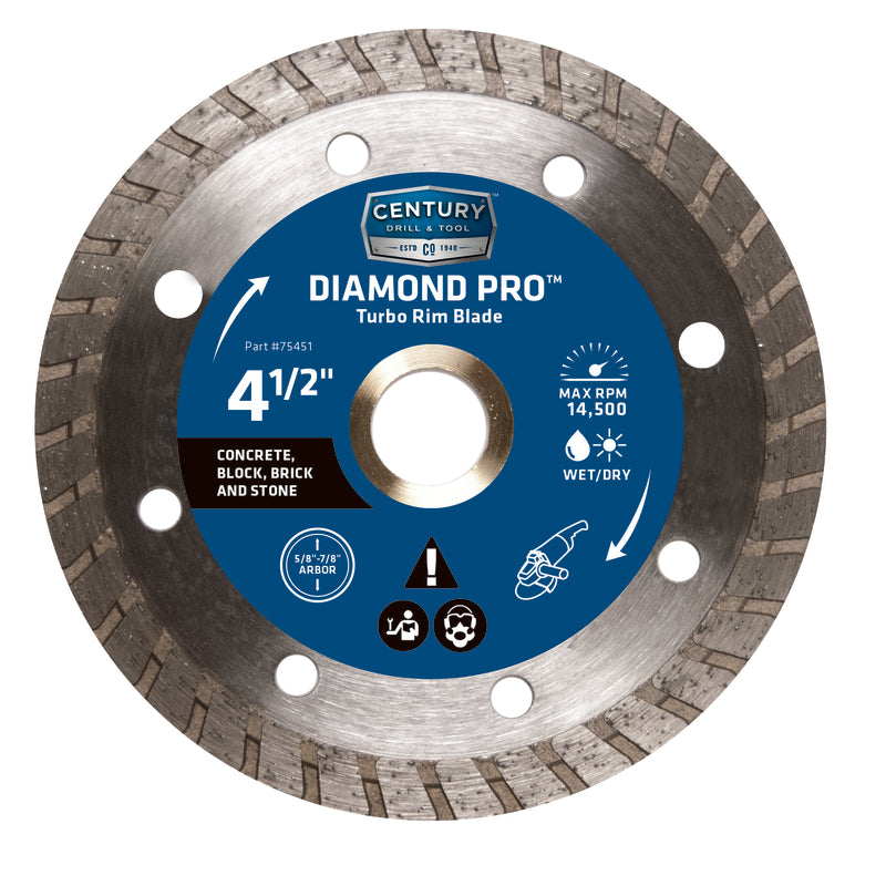 Century Drill & Tool Sierra de diamante turbo D de 4-1/2 pulg.