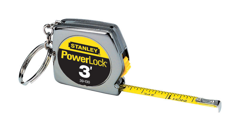 Stanley PowerLock 3 ft. L X 0.25 in. W Compact Keychain Tape Measure 1 pk (Pack of 6)