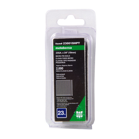 Metabo HPT 3/4 in. L X 23 Ga. Straight Strip Galvanized Pin Nails 2000 pk