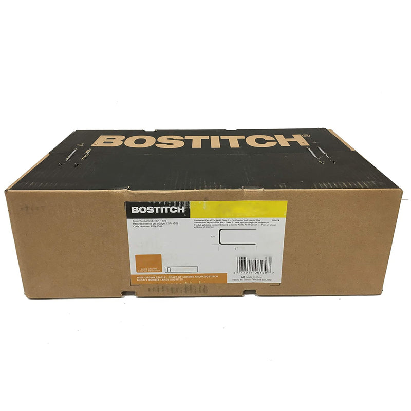 Bostitch S2 Grapas de corona ancha de 1 pulg. de ancho x 1 pulg. de largo, calibre 16, paquete de 10000