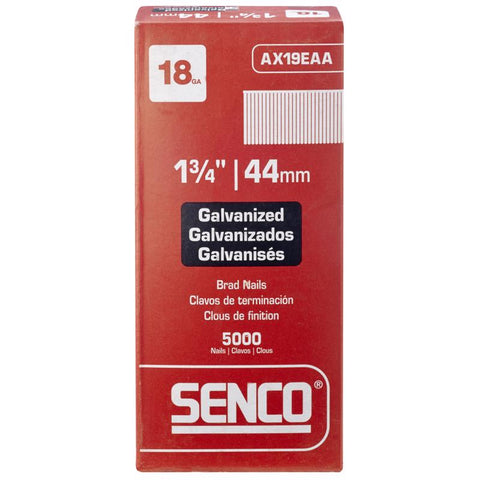 Clavos de acero galvanizado Senco calibre 18 x 1-3/4 pulg. de largo, paquete de 5000