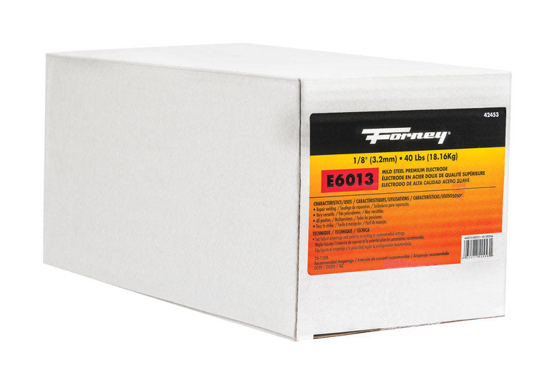 Electrodos de soldadura Forney de acero dulce E6013, 1/8 pulg. de diámetro x 15 pulg. de largo, 83 000 psi, 40 lb