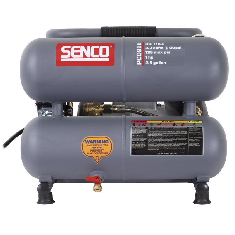 Compresor de aire portátil horizontal Senco de 2,5 gal, 135 psi, 1 HP