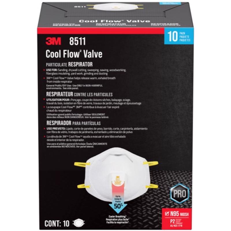 3M N95 Sanding and Fiberglass Cup Disposable Respirator Pro-Series Valved White 10 pc (Pack of 4)