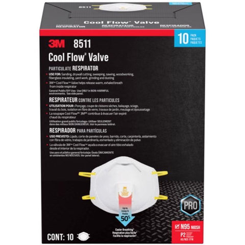 3M N95 Sanding and Fiberglass Cup Disposable Respirator Pro-Series Valved White 10 pc (Pack of 4)