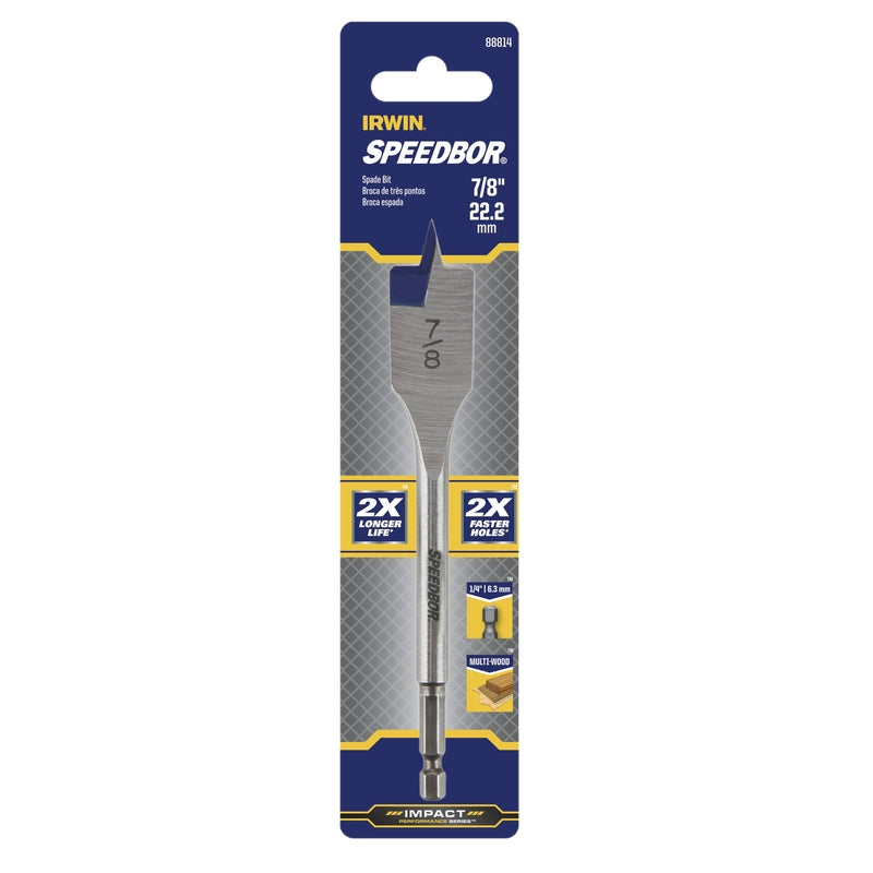 IRWIN Speedbor 7/8 in. X 6 in. L Carbon Steel Wood Boring Bit Hex Shank 1 pc