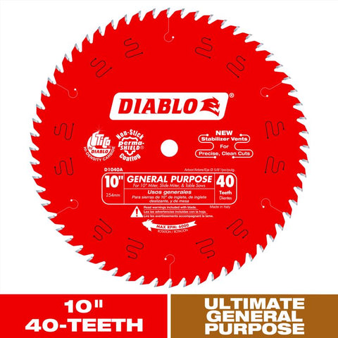 Diablo 10 in. D X 5/8 in. General Purpose TiCo Hi-Density Carbide Circular Saw Blade 40 teeth 1 pk