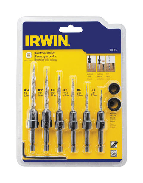 IRWIN Multi Size  D X 6 in. L Steel Wood Countersink 8 pc