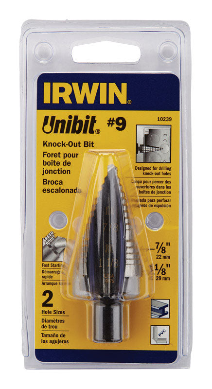 IRWIN Unibit #9 X 6 in. L High Speed Steel Step Drill Bit Square Shank 1 pc
