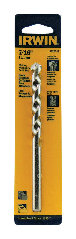 IRWIN 7/16 in. X 6 in. L Tungsten Carbide Tipped Rotary Drill Bit Straight Shank 1 pc