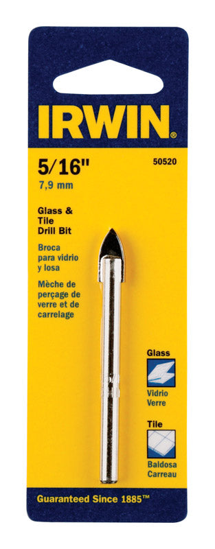 IRWIN 5/16 in. X 4 in. L Carbide Tipped Glass/Tile Drill Bit Straight Shank 1 pk