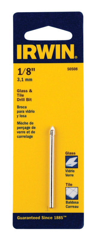 IRWIN 1/8 in. X 2.25 in. L Carbide Tipped Glass/Tile Drill Bit Straight Shank 1 pk