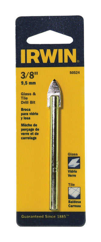 IRWIN 3/8 in. X 4 in. L Carbide Tipped Glass/Tile Drill Bit Straight Shank 1 pk