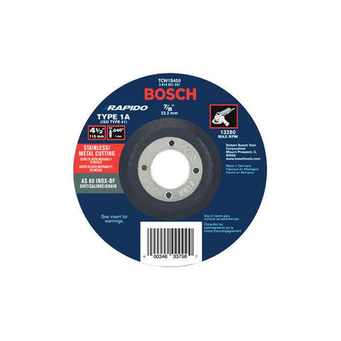Bosch 4-1/2 in. D X 7/8 in. X 0.040 in. thick Aluminum Oxide Abrasive Cut-Off Wheel 1 pc (Pack of 25)