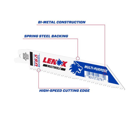 LENOX MULTIWOLF 6 in. Bi-Metal WAVE EDGE Reciprocating Saw Blade 10 TPI 1 blade (Pack of 50)