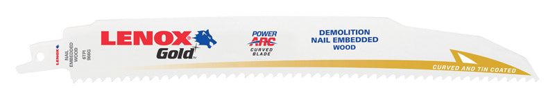 LENOX Gold Power Arc 9 in. Bi-Metal Demolition Reciprocating Saw Blade 6 TPI 5 pk