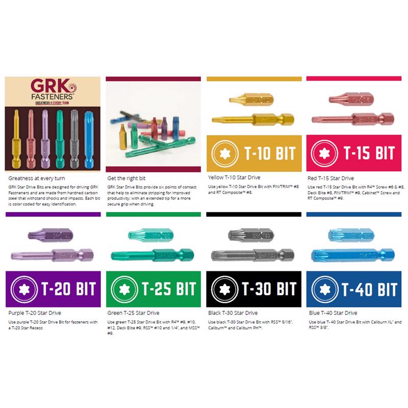 GRK Fasteners Star T25 X 2 in. L Power Bit Steel 2 pc