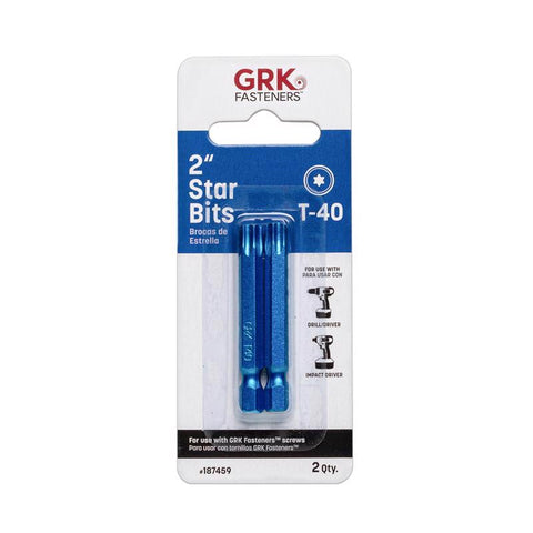 GRK Fasteners Broca de impacto hexagonal T40 de 2 pulg. de largo, acero, 2 piezas