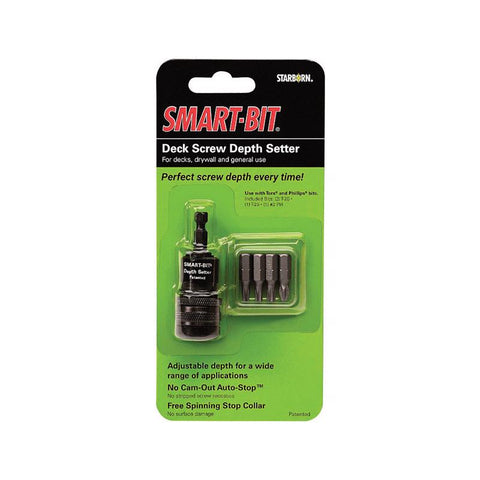 Kit Starborn Smart-Bit de acero inoxidable para ajustar la profundidad de atornillado, vástago hexagonal, 6 piezas