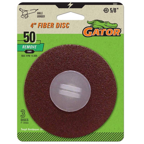Gator 4 in. Aluminum Oxide Center Mount Fiber Disc 50 Grit Coarse 3 pk (Pack of 5)