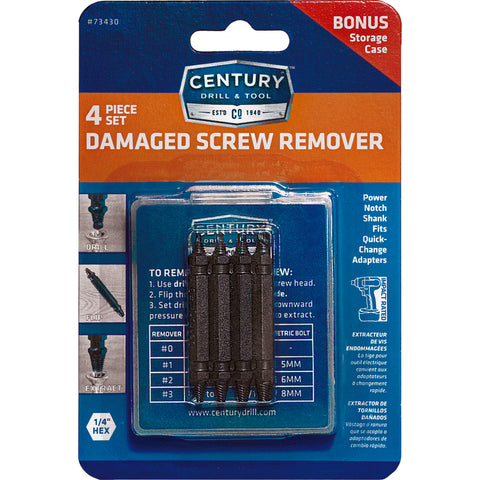 Century Drill & Tool Steel Double-Ended Screw Extractor Set 4 pc (Pack of 2)
