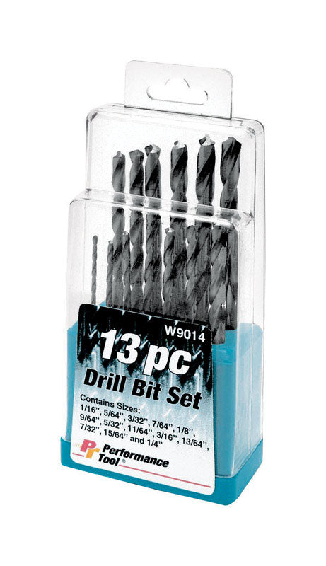 Performance Tool High Speed Steel Drill Bit Set Hex Shank 13 pc (Pack of 12)
