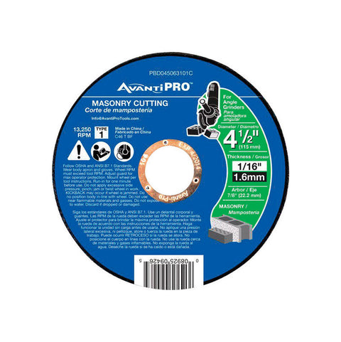 Avanti Pro 4-1/2 in. D X 7/8 in. X 1/16 in. thick Aluminum Oxide Masonry Cut-Off Disc